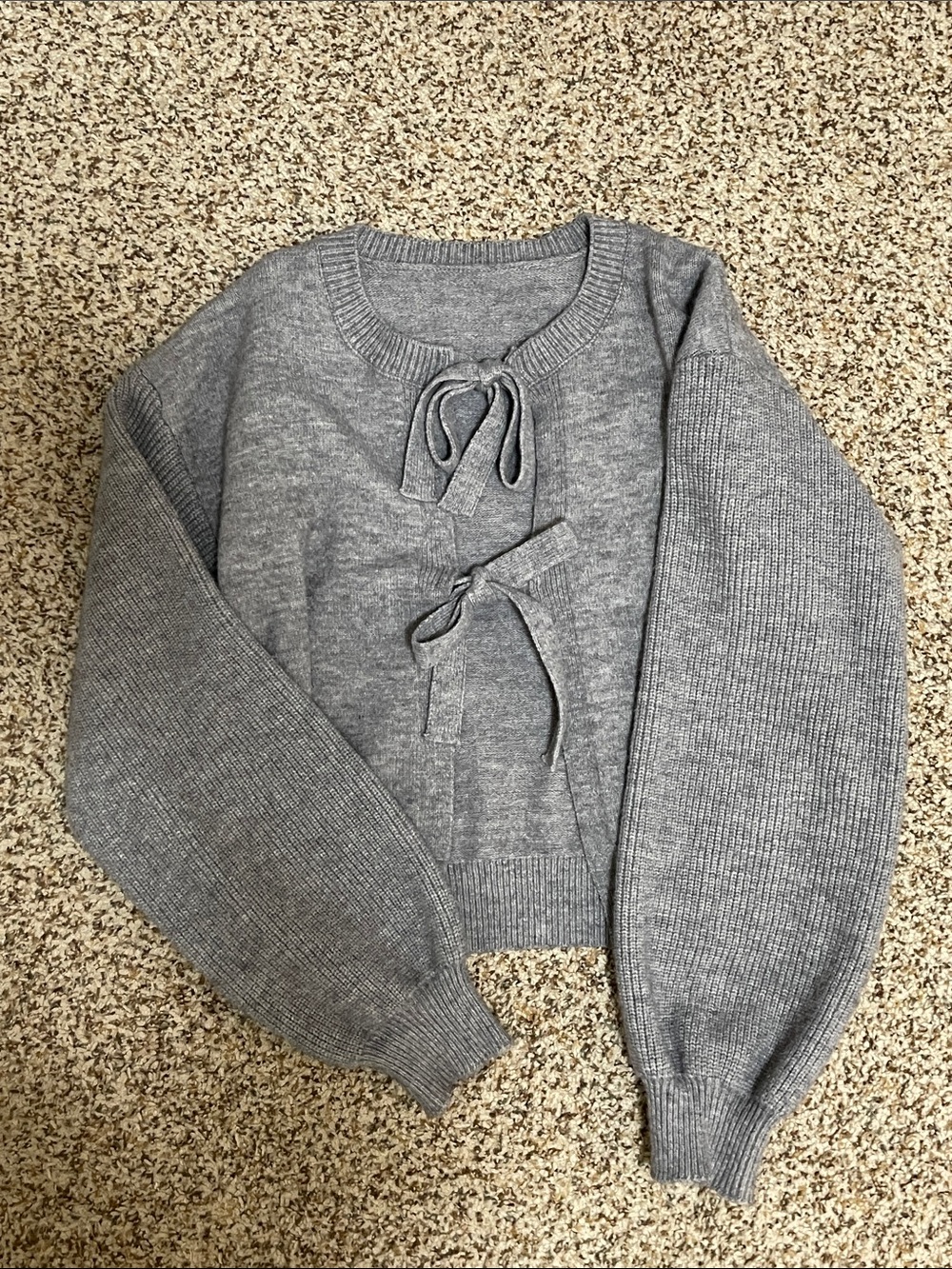 Gray Tie-Front Women's Sweater